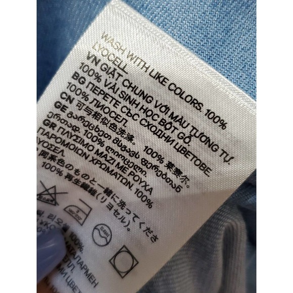 Divided Women Blue Floral 100% Lyocell Off The Shoulder Casual Top Blouse Size 2 - Picture 12 of 12